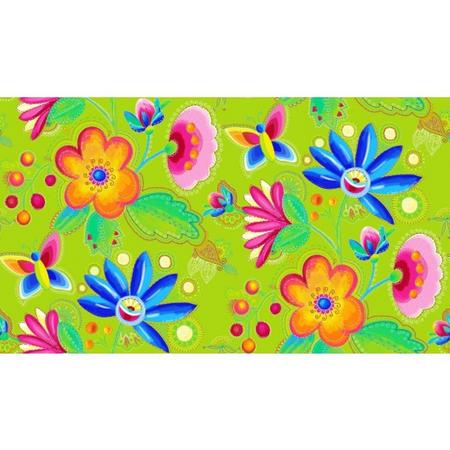 CoCo-ton cotton fabric 45x50cm happiness green floral pattern - 3 stuk
