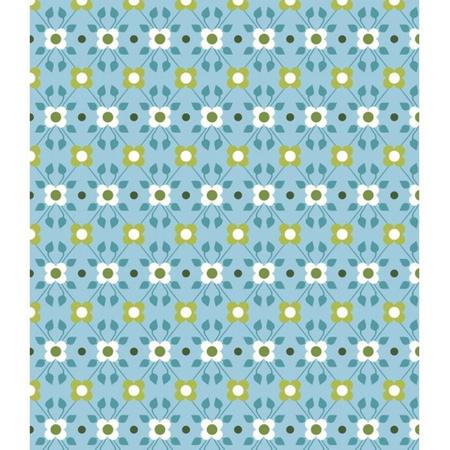 CoCo-ton cotton fabric 45x50cm retro light blue floral pattern - 3 stuk