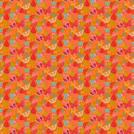 CoCo-ton cotton fabric 45x50cm so cute orange butterfly motif - 3 stuk