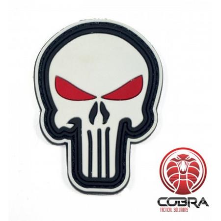 3D PVC embleem The Punisher Wit met Rode ogen met klittenband