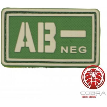AB- NEG 3D PVC Militaire bloedgroep patch groen fluo met klittenband