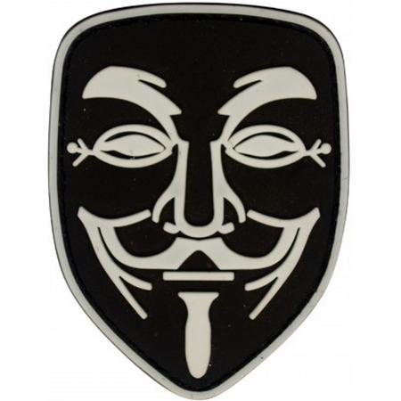 Guy Fawkes Anonymous Vendetta Mask PVC zwart patch met velcro