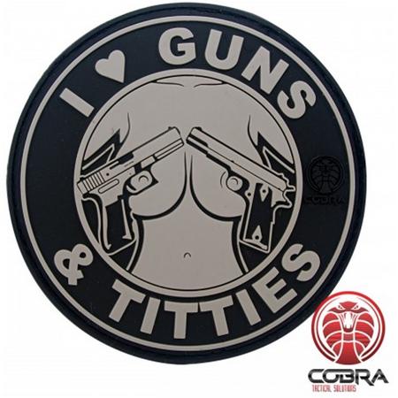 I Love Guns & Titties grijze PVC Patch met klittenband