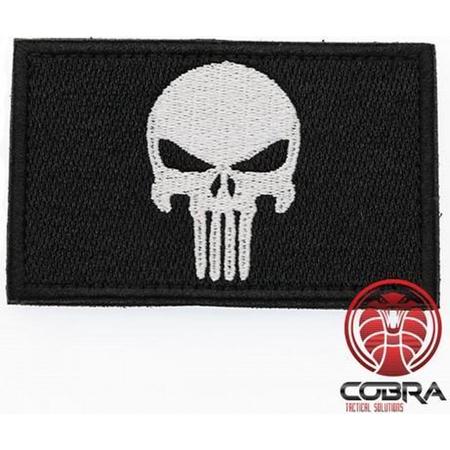 Punisher Geborduurd patch Wit Zwart met klittenband
