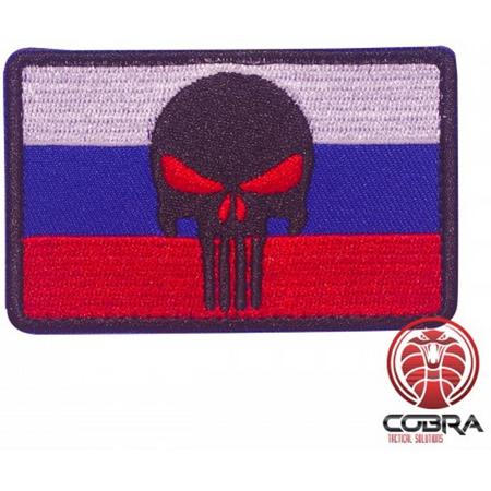 Russische vlag Punisher geborduurde patch met zwarte rand met velcro