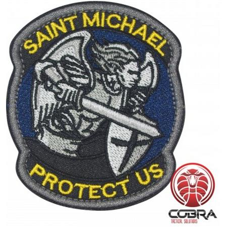 Saint Michael Protect US Geborduurde motiverende blauwe gele Patch met klittenband