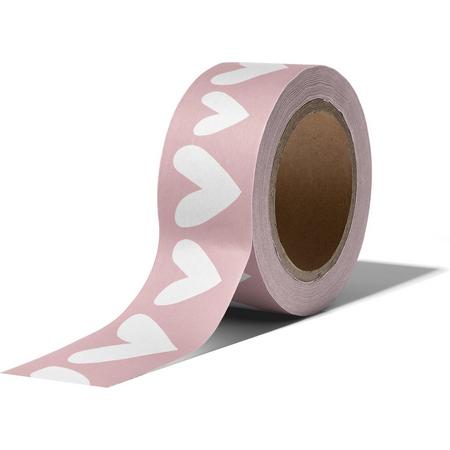 masking tape hartjes roze wit decoratie washi papier tape 15 mm x 10 m