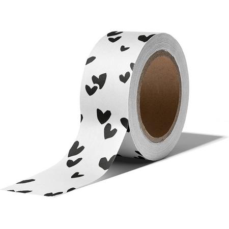 masking tape hartjes zwart wit decoratie washi papier tape 15 mm x 10 m