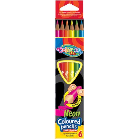Colorino-Potloden-6 neon kleuren-driehoekige potloden.