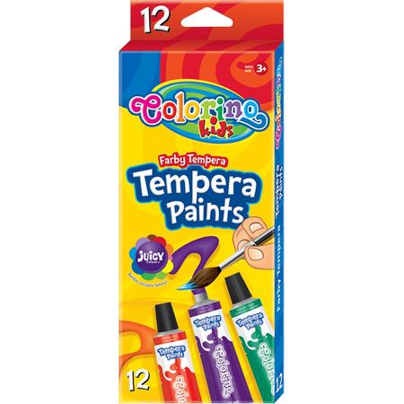 Colorino-Tempera verf-12 kleuren-12 ml per tube-Vanaf 3 jaar.