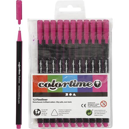 Colortime Fineliner, cyclaam, lijndikte: 0,6-0,7 mm, 12stuks