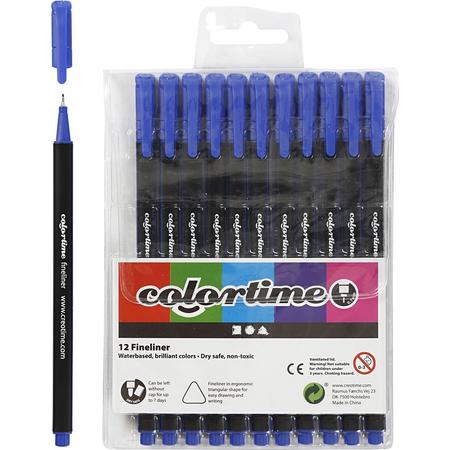 Colortime Fineliner, donkerblauw, lijndikte: 0,6-0,7 mm, 12stuks,