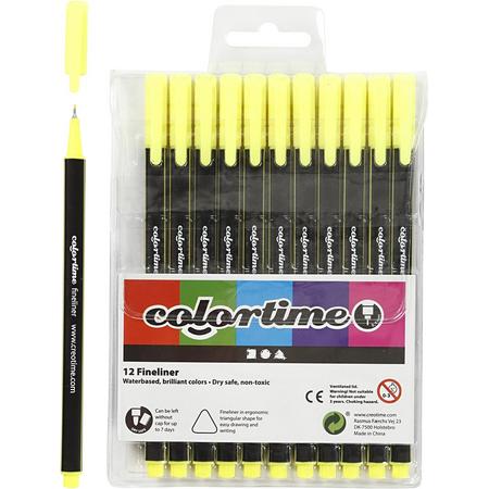 Colortime Fineliner, geel, lijndikte: 0,6-0,7 mm, 12stuks