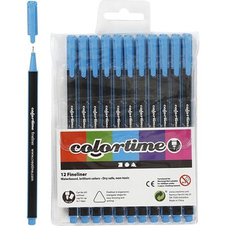 Colortime Fineliner, lichtblauw, lijndikte: 0,6-0,7 mm, 12stuks