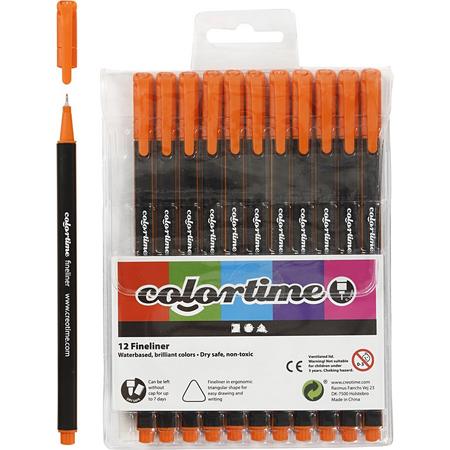 Colortime Fineliner, oranje, lijndikte: 0,6-0,7 mm, 12stuks