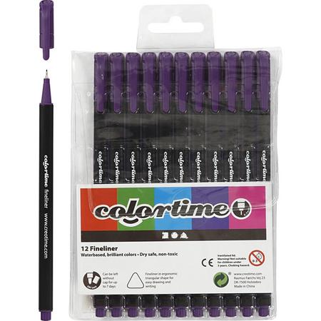 Colortime Fineliner, paars, lijndikte: 0,6-0,7 mm, 12stuks
