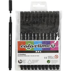   Fineliner , zwart, lijndikte: 0,6-0,7 mm, 12stuks