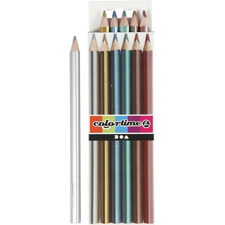 Colortime kleurpotloden, vulling: 4 mm, metallic kleuren, 6stuks