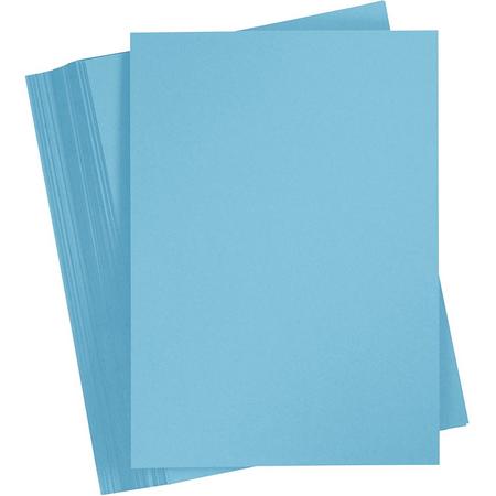 Gekleurd Karton , A4 210x297 mm, helder blauw, 100 vellen