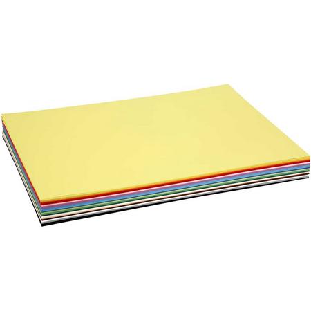 Gekleurd karton, A2 420x600 mm, 180 gr, 20 div vellen, diverse kleuren
