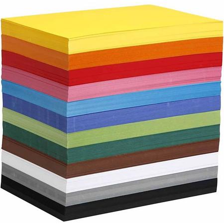 Gekleurd karton, A4 210x297 mm, 180 gr, 12x100 div vellen