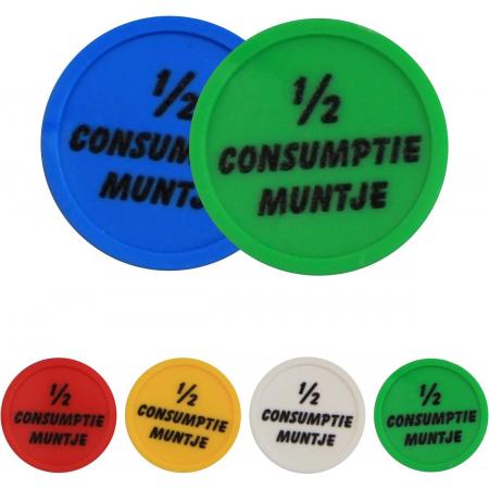 CombiCraft Plastic munten met rand en opdruk ½ CONSUMPTIE groen - Ø23mm - 100 stuks