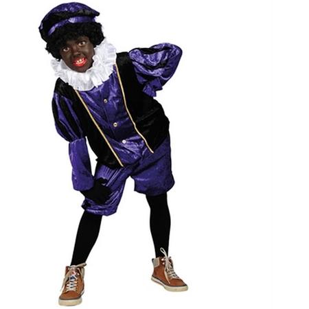 Kostuum Zwarte Piet kind paars zwart-Maat:176