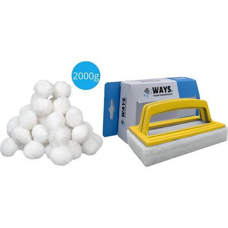 Comfortpool - Filterbollen geschikt voor zandfilterpomp(en) - 2000 gram & WAYS scrubborstel
