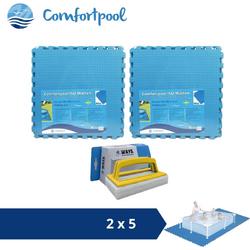 Comfortpool Zwembadtegels - 60x60 cm - Blauw - 2 verpakkingen van 5 stuks & WAYS scrubborstel