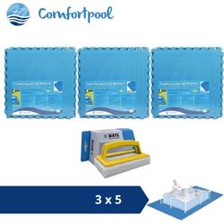 Comfortpool Zwembadtegels - 60x60 cm - Blauw - 3 verpakkingen van 5 stuks & WAYS scrubborstel