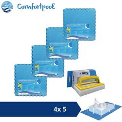 Comfortpool Zwembadtegels - 60x60 cm - Blauw - 4 verpakkingen van 5 stuks & WAYS scrubborstel