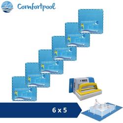 Comfortpool Zwembadtegels - 60x60 cm - Blauw - 6 verpakkingen van 5 stuks & WAYS scrubborstel