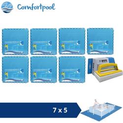 Comfortpool Zwembadtegels - 60x60 cm - Blauw - 7 verpakkingen van 5 stuks & WAYS scrubborstel