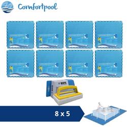 Comfortpool Zwembadtegels - 60x60 cm - Blauw - 8 verpakkingen van 5 stuks & WAYS scrubborstel