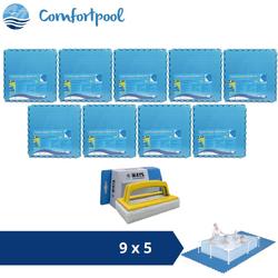 Comfortpool Zwembadtegels - 60x60 cm - Blauw - 9 verpakkingen van 5 stuks & WAYS scrubborstel
