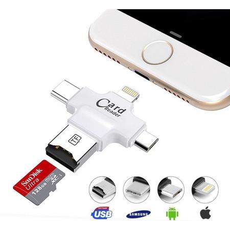 New!4 in 1 Micro SD Card Reader for Android/Ipad/iphone 8,7plus 6s,5s OTG Reader