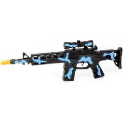 Kinder speelgoed verkleedwapen/machinegeweer soldaten/leger met licht en geluid 40 cm blauw - Nep geweren/wapens