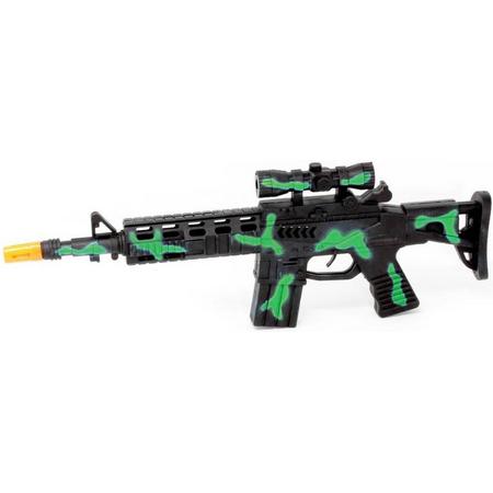 Kinder speelgoed verkleedwapen/machinegeweer soldaten/leger met licht en geluid 40 cm groen - Nep geweren/wapens