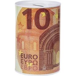   10 euro biljet print metaal 8 x 10 cm - Spaarblik 10 euro biljet opdruk