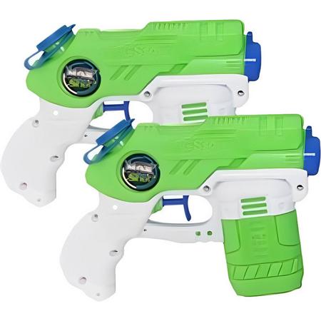 Waterpistooltje/waterpistool - 4x - groen/wit - 18 cm - speelgoed