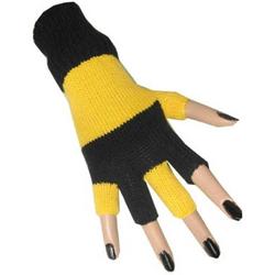 Vingerloze handschoen zwart/geel