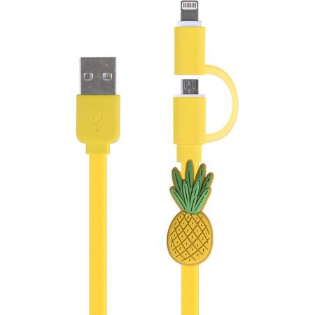 Connect - Oplaadkabel 2 in 1 - Micro-USB & 8-pin - Ananas