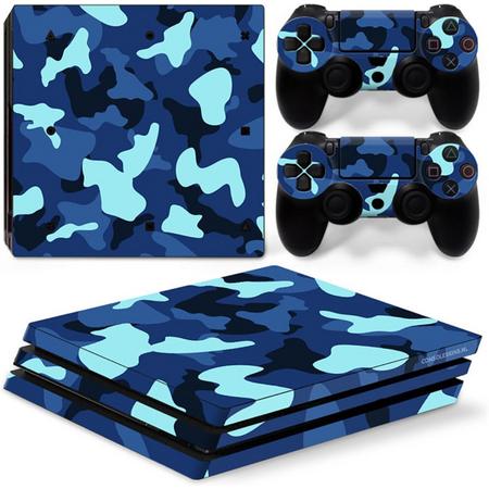 Army Camo / Blauw Zwart - PS4 Pro Console Skins PlayStation Stickers