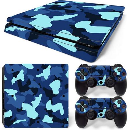 Army Camo / Blauw Zwart - PS4 Slim Console Skins PlayStation Stickers