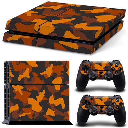 Army Camo / Oranje Zwart - PS4 Console Skins PlayStation Stickers