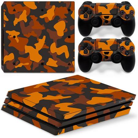 Army Camo / Oranje Zwart - PS4 Pro Console Skins PlayStation Stickers