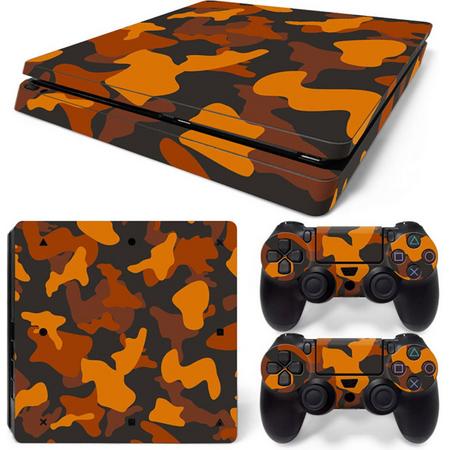 Army Camo / Oranje Zwart - PS4 Slim Console Skins PlayStation Stickers