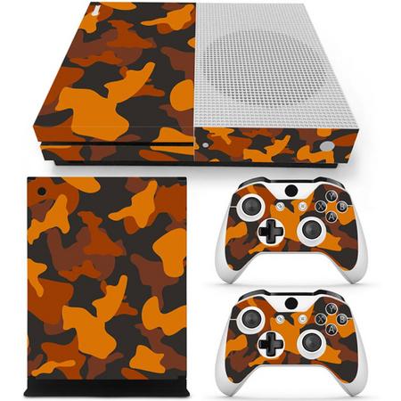 Army Camo / Oranje Zwart - Xbox One S Console Skins Stickers