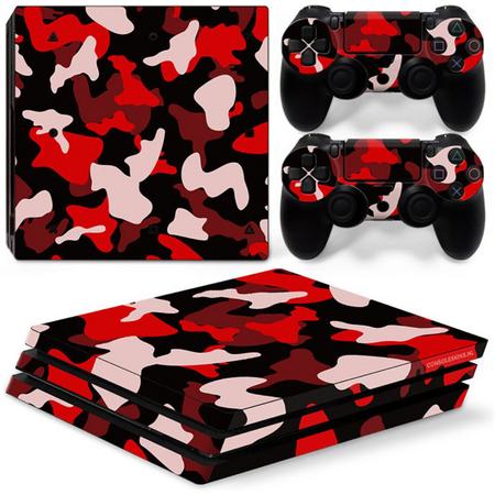 Army Camo / Rood Zwart - PS4 Pro Console Skins PlayStation Stickers