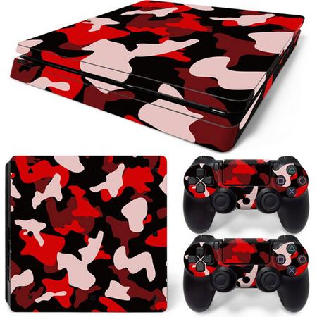 Army Camo / Rood Zwart - PS4 Slim Console Skins PlayStation Stickers